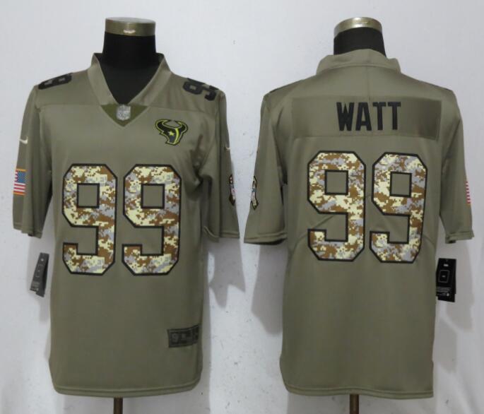 Men Houston Texans #99 Watt Olive Camo Carson Salute to Service Nike Limited NFL Jerseys->new york yankees->MLB Jersey